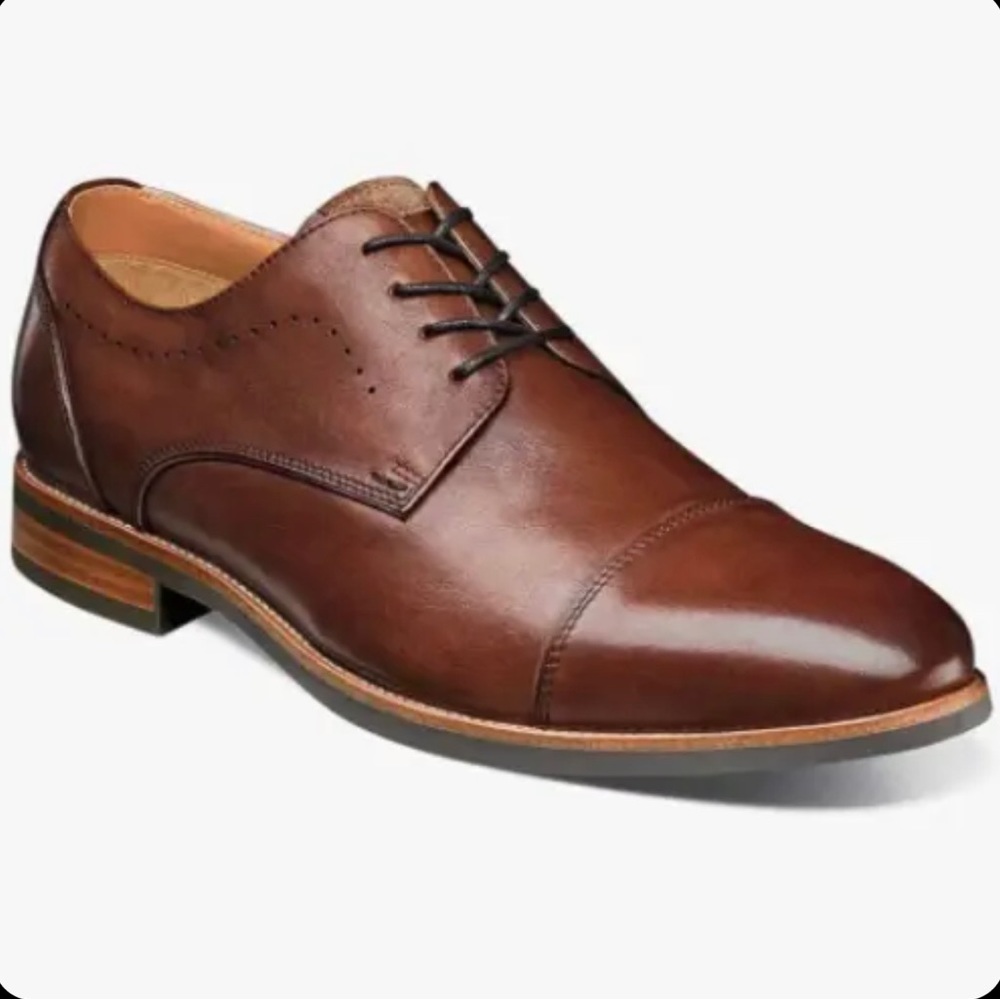Florsheim UPTOWN 15166-221 Cognac Leather Cap Toe Oxford Dress Shoes‎ Size 8.5